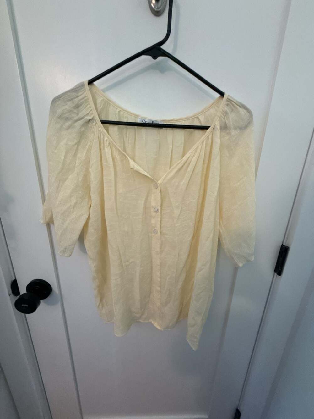 Coeur de Vague  Button-Down Short Sleeve Blouse
